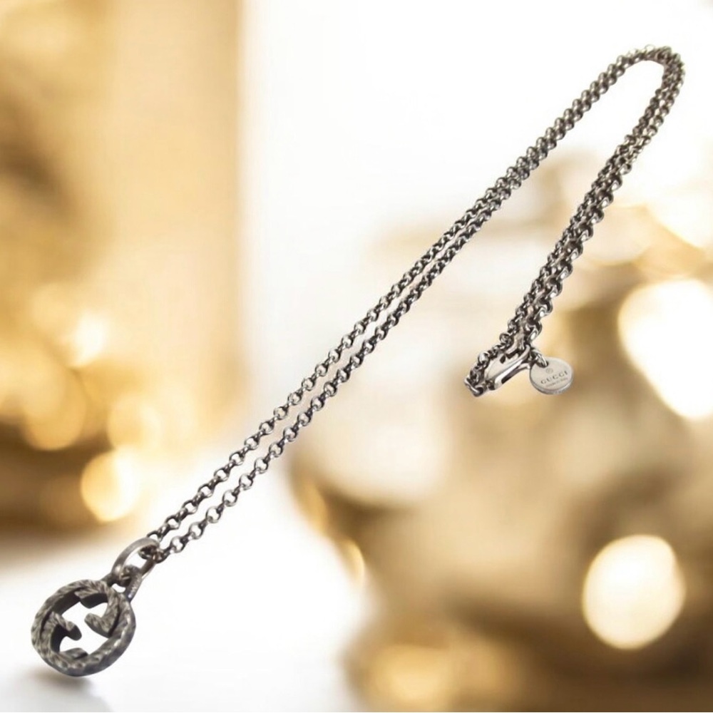 GUCCI Interlocking GG Silver Ag925 Pendant Necklace 🔥 - Picture 6 of 11